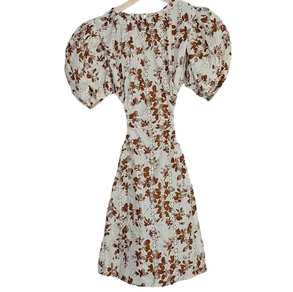 Autum Adiegbo Ilona Dress Brown White Cutout Floral New With Tags Size 2 - Picture 3 of 10